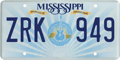 MS license plate ZRK949