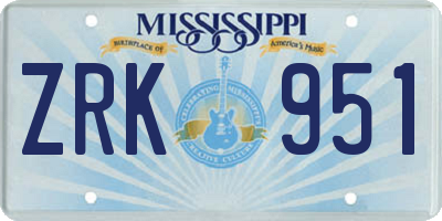 MS license plate ZRK951