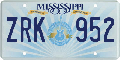 MS license plate ZRK952