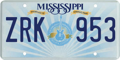 MS license plate ZRK953