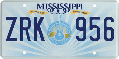 MS license plate ZRK956