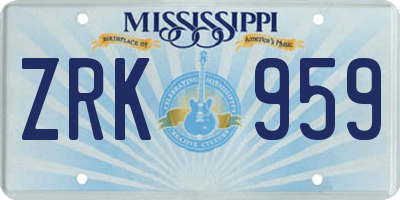 MS license plate ZRK959
