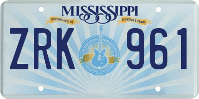 MS license plate ZRK961