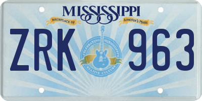 MS license plate ZRK963