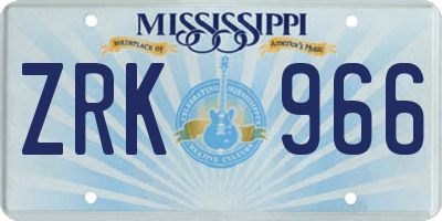 MS license plate ZRK966