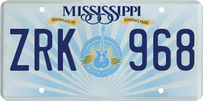 MS license plate ZRK968
