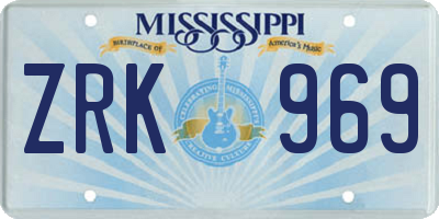 MS license plate ZRK969