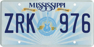 MS license plate ZRK976