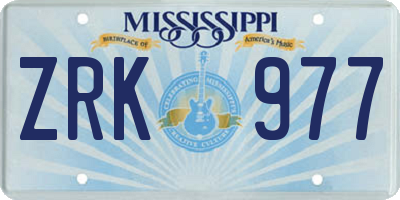 MS license plate ZRK977
