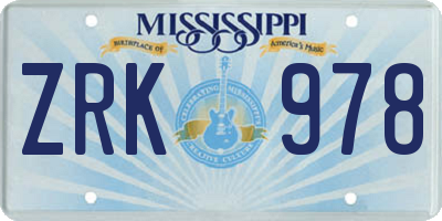 MS license plate ZRK978