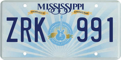 MS license plate ZRK991