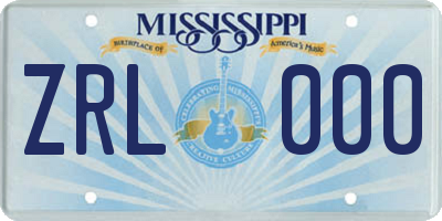 MS license plate ZRL000