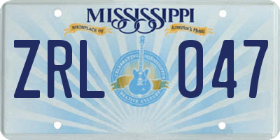 MS license plate ZRL047