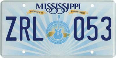 MS license plate ZRL053