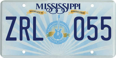 MS license plate ZRL055