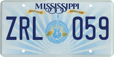 MS license plate ZRL059