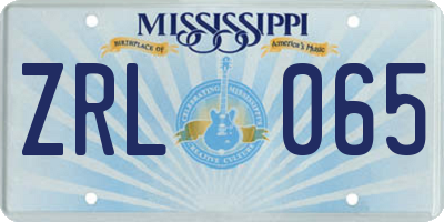 MS license plate ZRL065