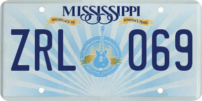 MS license plate ZRL069