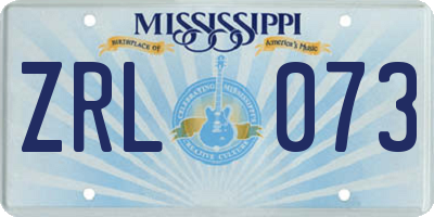 MS license plate ZRL073
