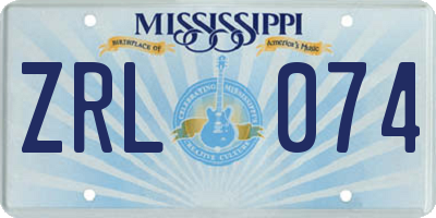 MS license plate ZRL074