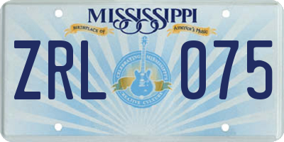 MS license plate ZRL075