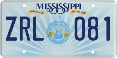 MS license plate ZRL081