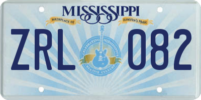 MS license plate ZRL082