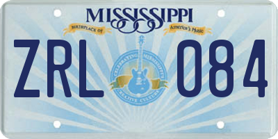 MS license plate ZRL084