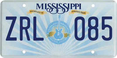 MS license plate ZRL085