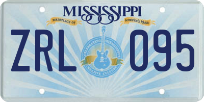 MS license plate ZRL095