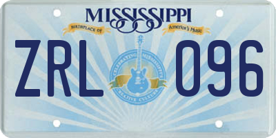 MS license plate ZRL096