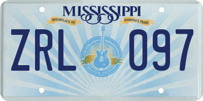 MS license plate ZRL097