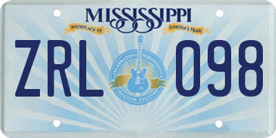 MS license plate ZRL098