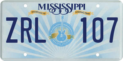 MS license plate ZRL107