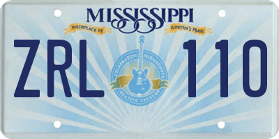 MS license plate ZRL110