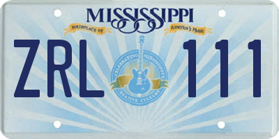 MS license plate ZRL111
