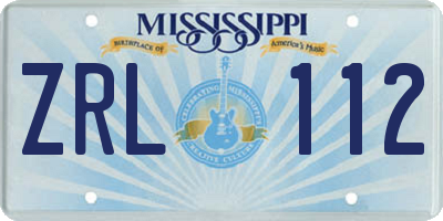 MS license plate ZRL112