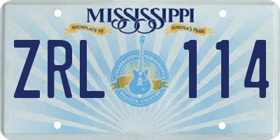 MS license plate ZRL114