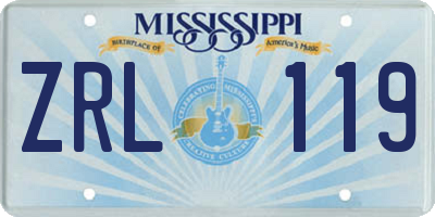 MS license plate ZRL119