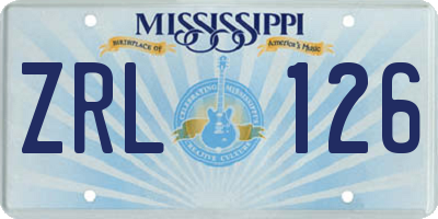MS license plate ZRL126