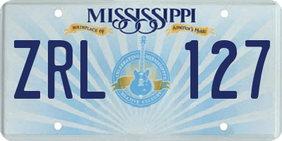 MS license plate ZRL127
