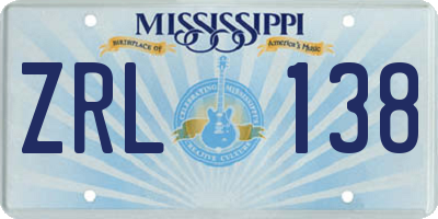 MS license plate ZRL138