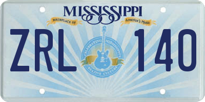 MS license plate ZRL140