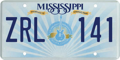 MS license plate ZRL141