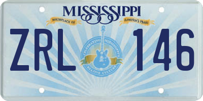 MS license plate ZRL146