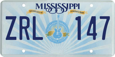 MS license plate ZRL147