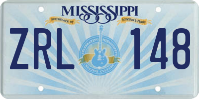 MS license plate ZRL148