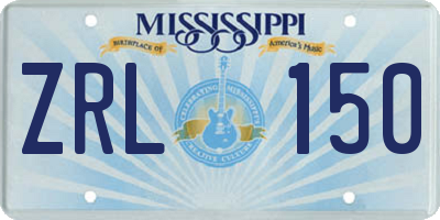 MS license plate ZRL150