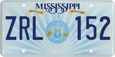 MS license plate ZRL152