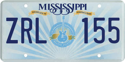 MS license plate ZRL155